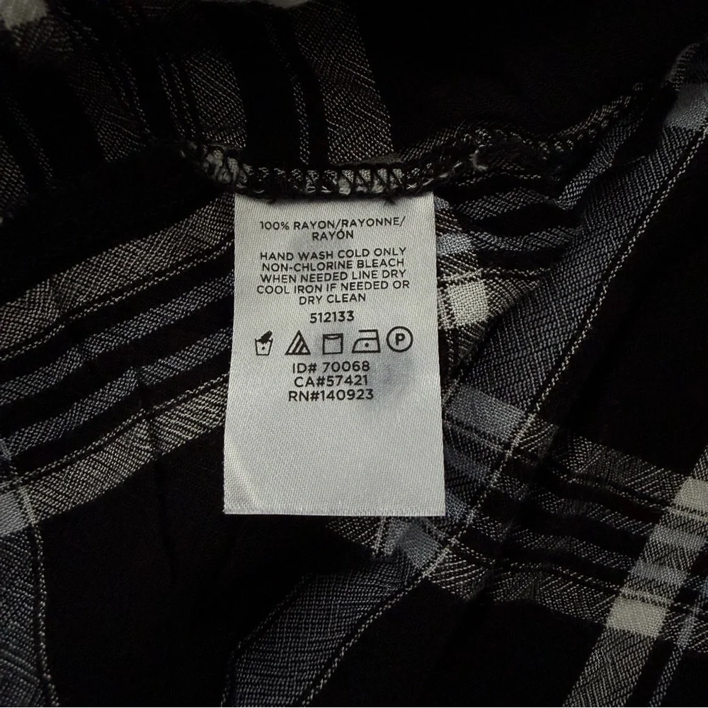 LOFT Black & White with Light Blue Plaid Peplum Blouse